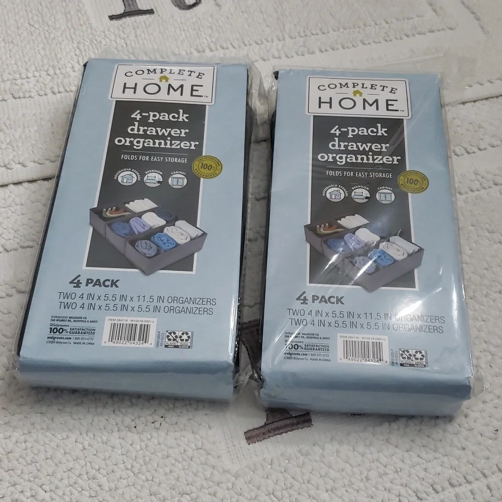 COMPLETE HOME 4-Pack Drawer Organizer Set of 2 Gray